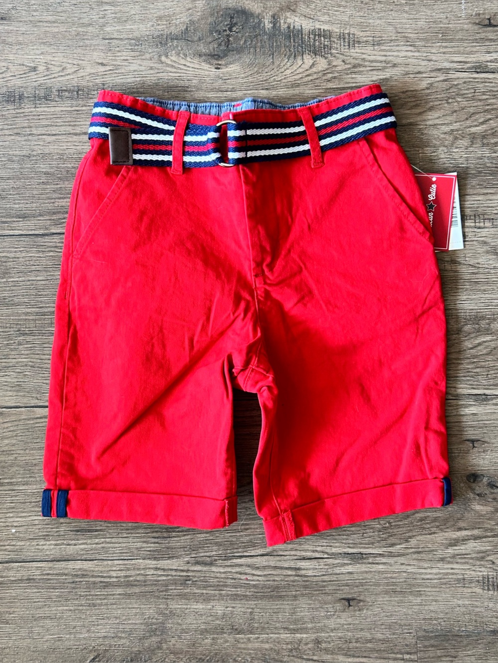 Gymboree| Red Shorts and Rolled Hem with Striped Belt sz 6